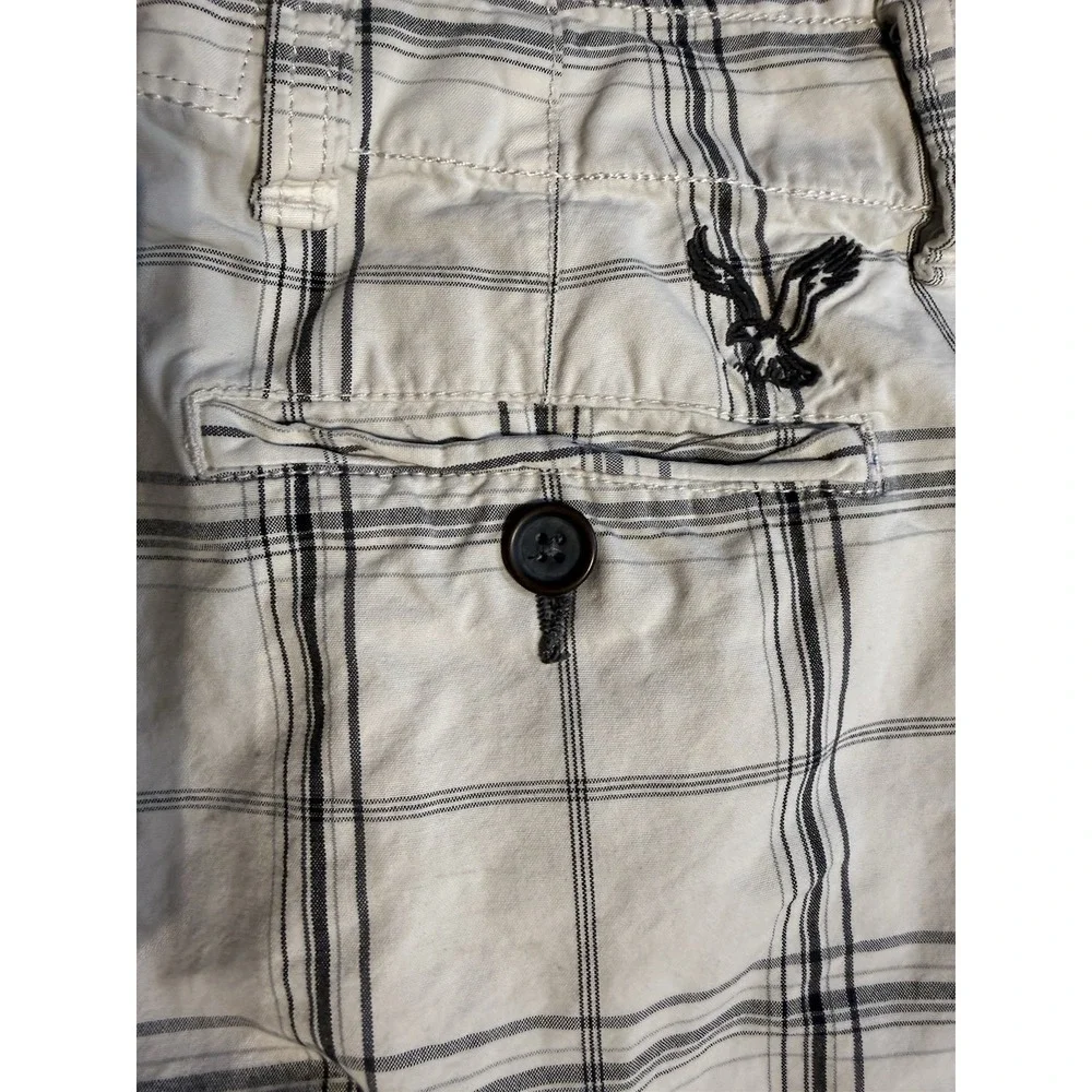 American Eagle Men's Plaid‎ Shorts 32 Classic Length Cotton Khaki Casual